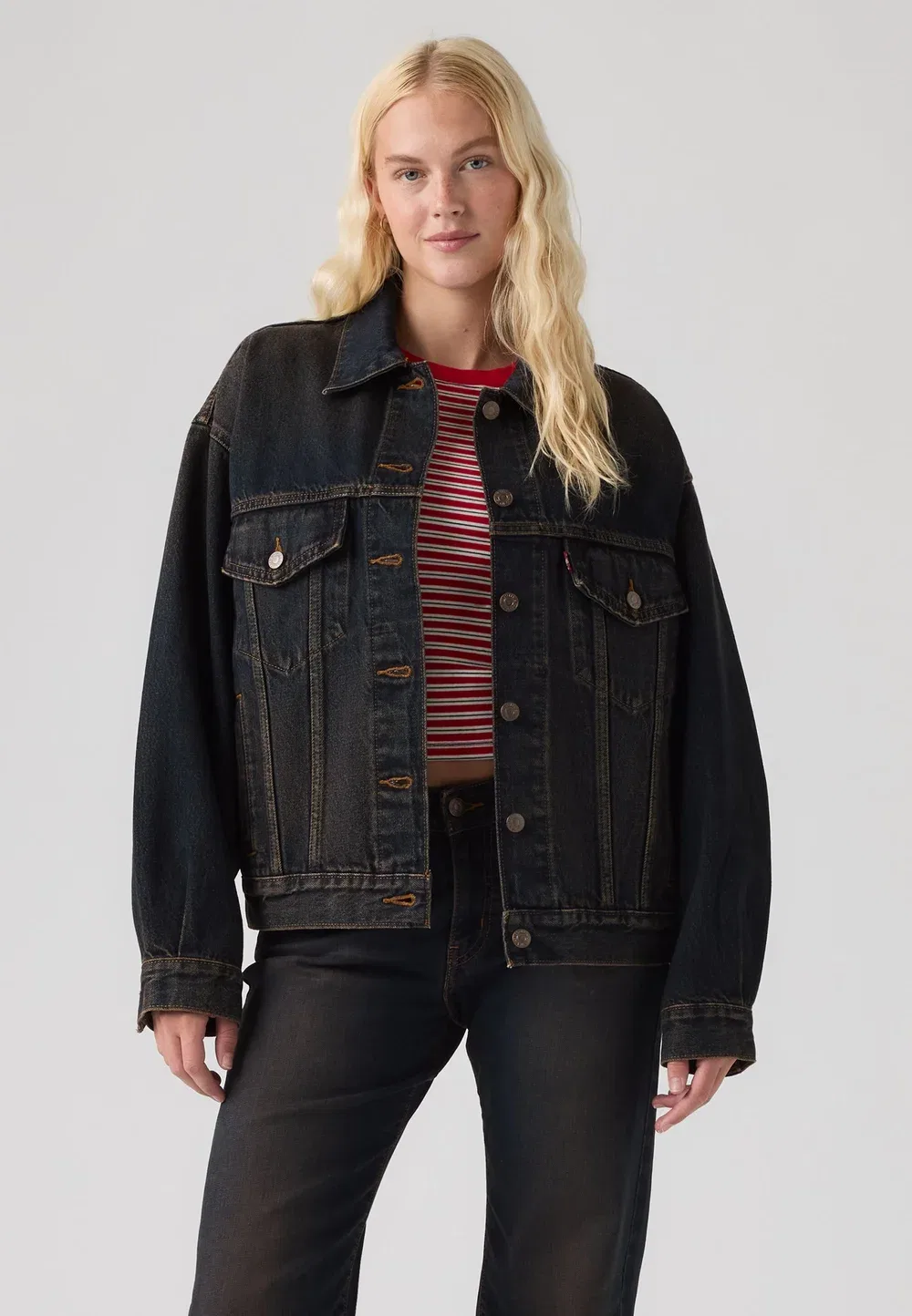 Джинсовая куртка в стиле дальнобойщика 90-х Levi'S, Black — фото 2