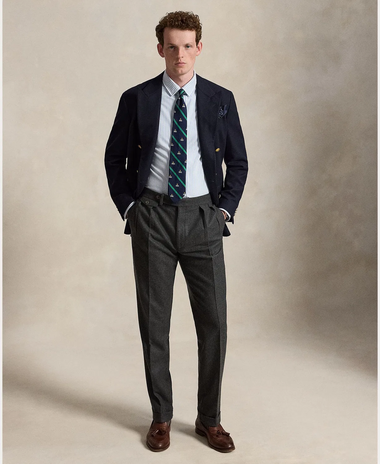 Мужская рубашка в полоску, Oxford Slim Fit, Polo Ralph Lauren, голубой — фото 4