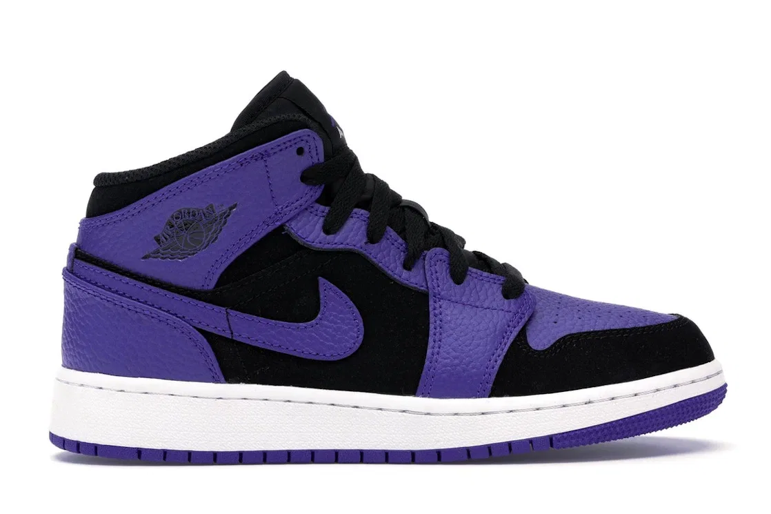 Детские кроссовки Lifestyle с кожаным верхом Jordan 1 Mid, Black/Dark Concord-White