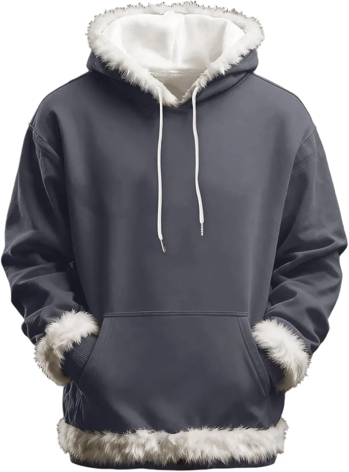 Женское худи с меховой отделкой Christmas Hoodie, серый