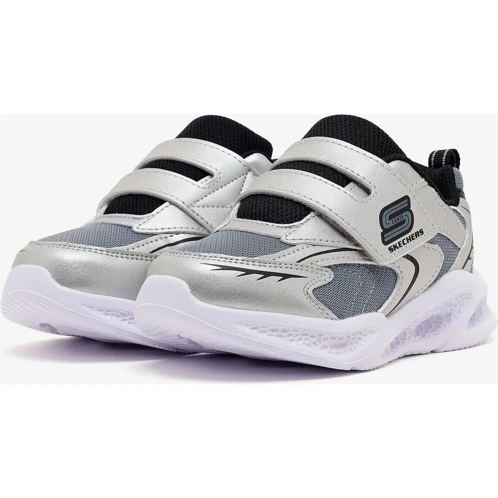 Детские кроссовки для мальчиков с подсветкой Meteor-Lights - Glow Spike, Grey Skechers — фото 4