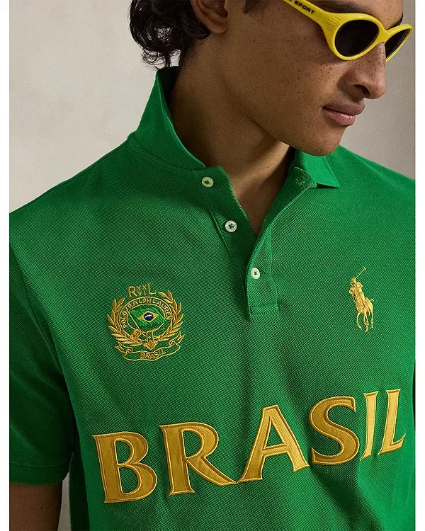 Мужская рубашка поло с коротким рукавом Polo Ralph Lauren, зеленый — фото 4