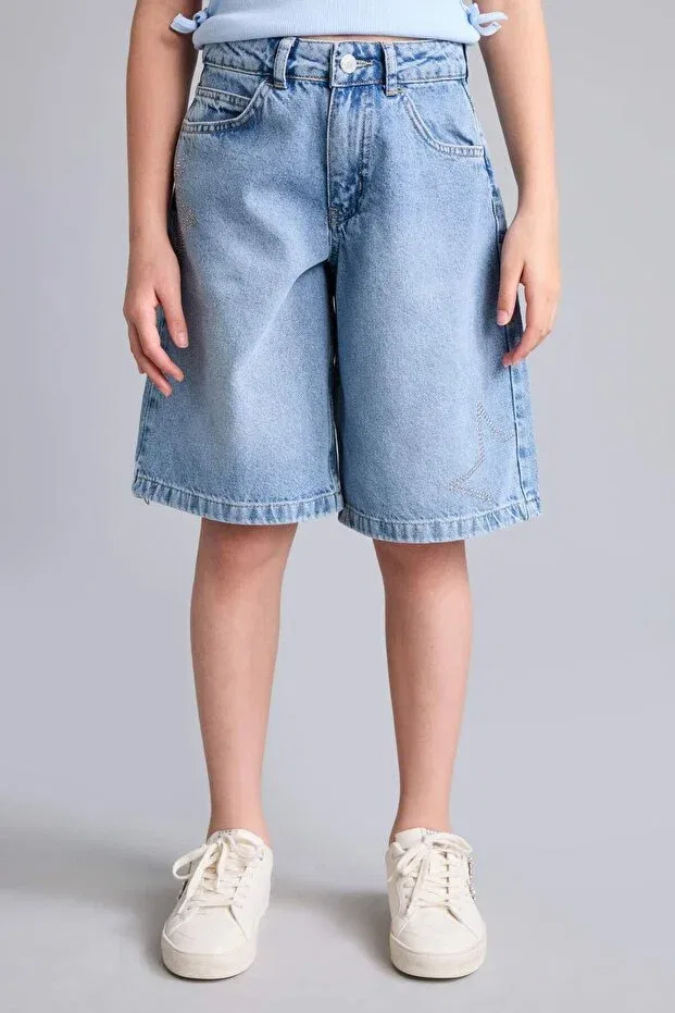 Детские шорты для девочек джинсовые Regular fit Defacto, Blue Nm28 — фото 3