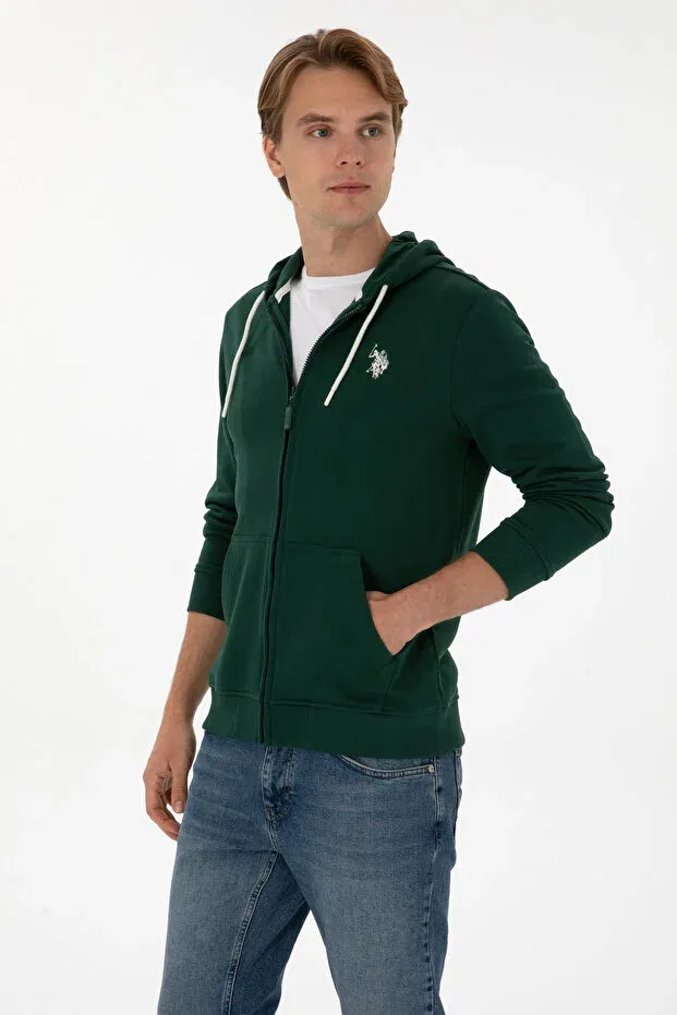 Мужской кардиган с капюшоном на молнии U.S. Polo Assn., Dark Green