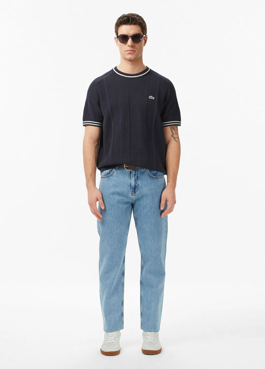 Трикотажный свитер Lacoste Classic Fit, серый — фото 4