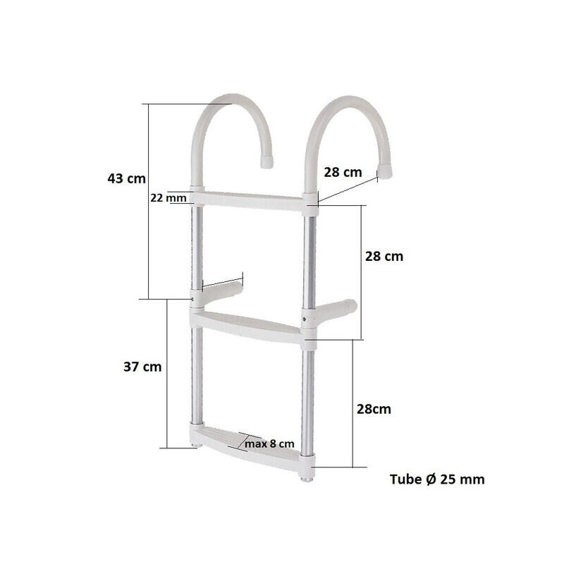 

Лестница для купания с алюминиевыми трубками - ORANGEMARINE - белая - С 4 черными ступенями NO BRAND, белый