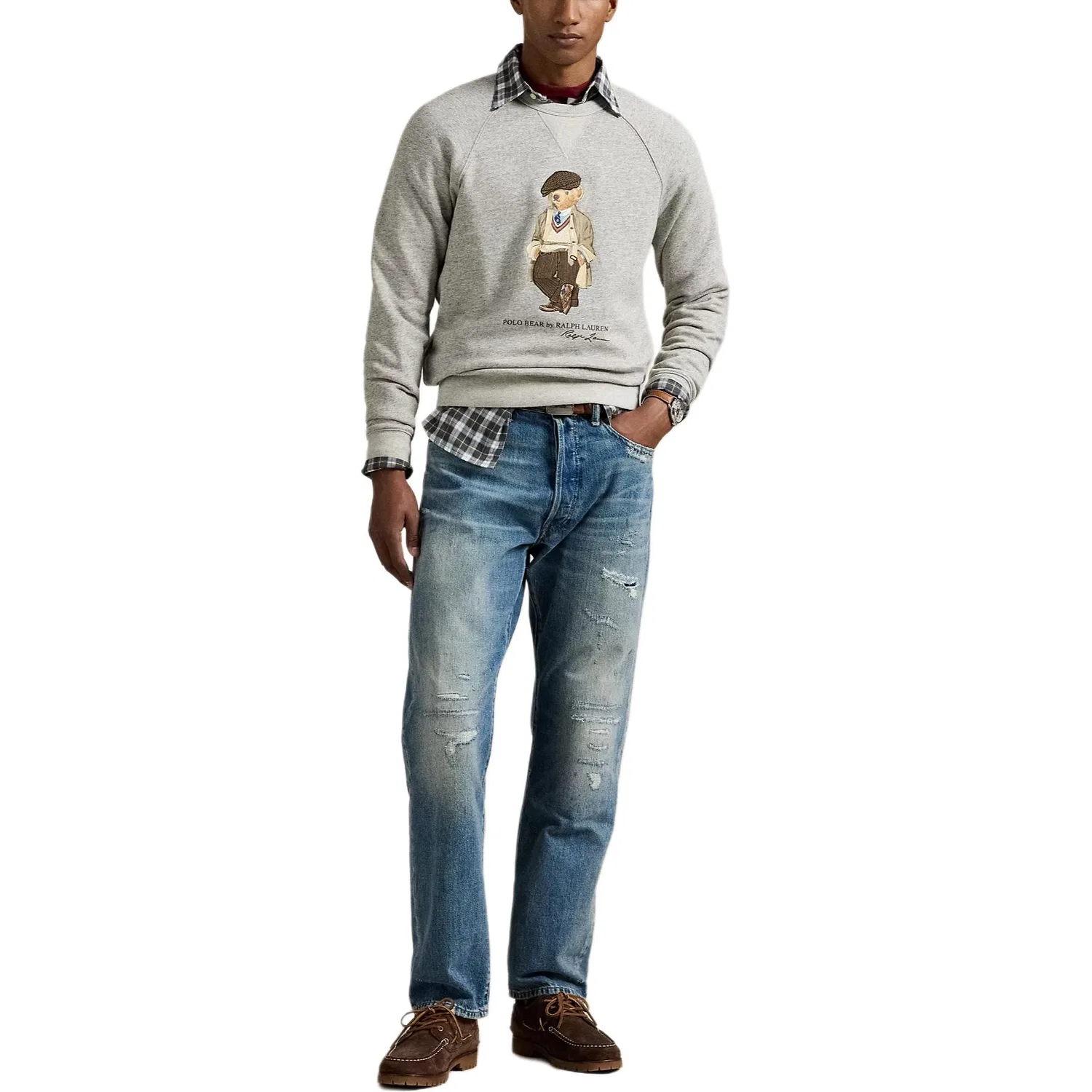 Мужской свитшот с принтом Polo Bear Polo Ralph Lauren, Gray — фото 2