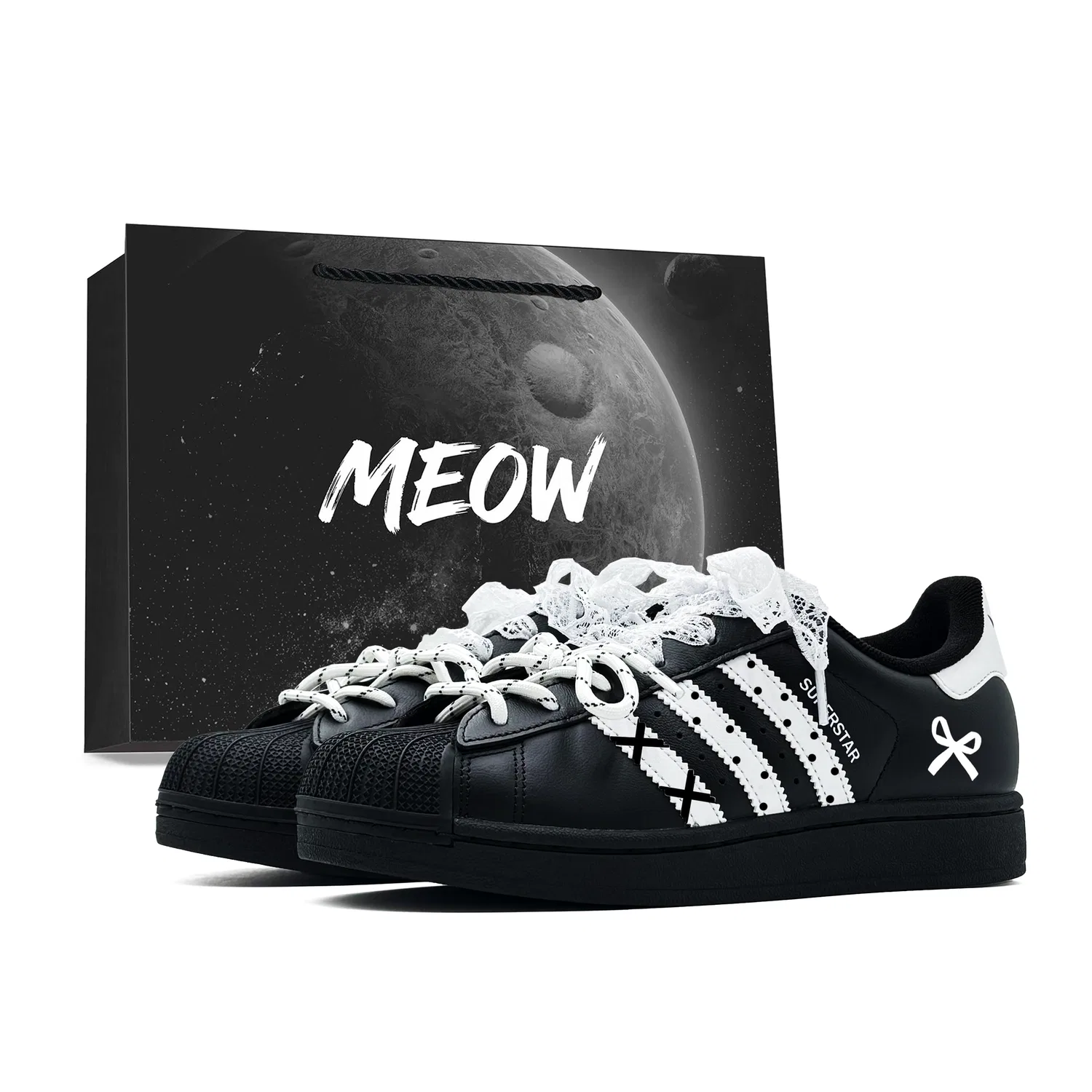 Детские кроссовки для мальчиков и девочек с принтом, модель Superstar 2, Adidas Originals, Black