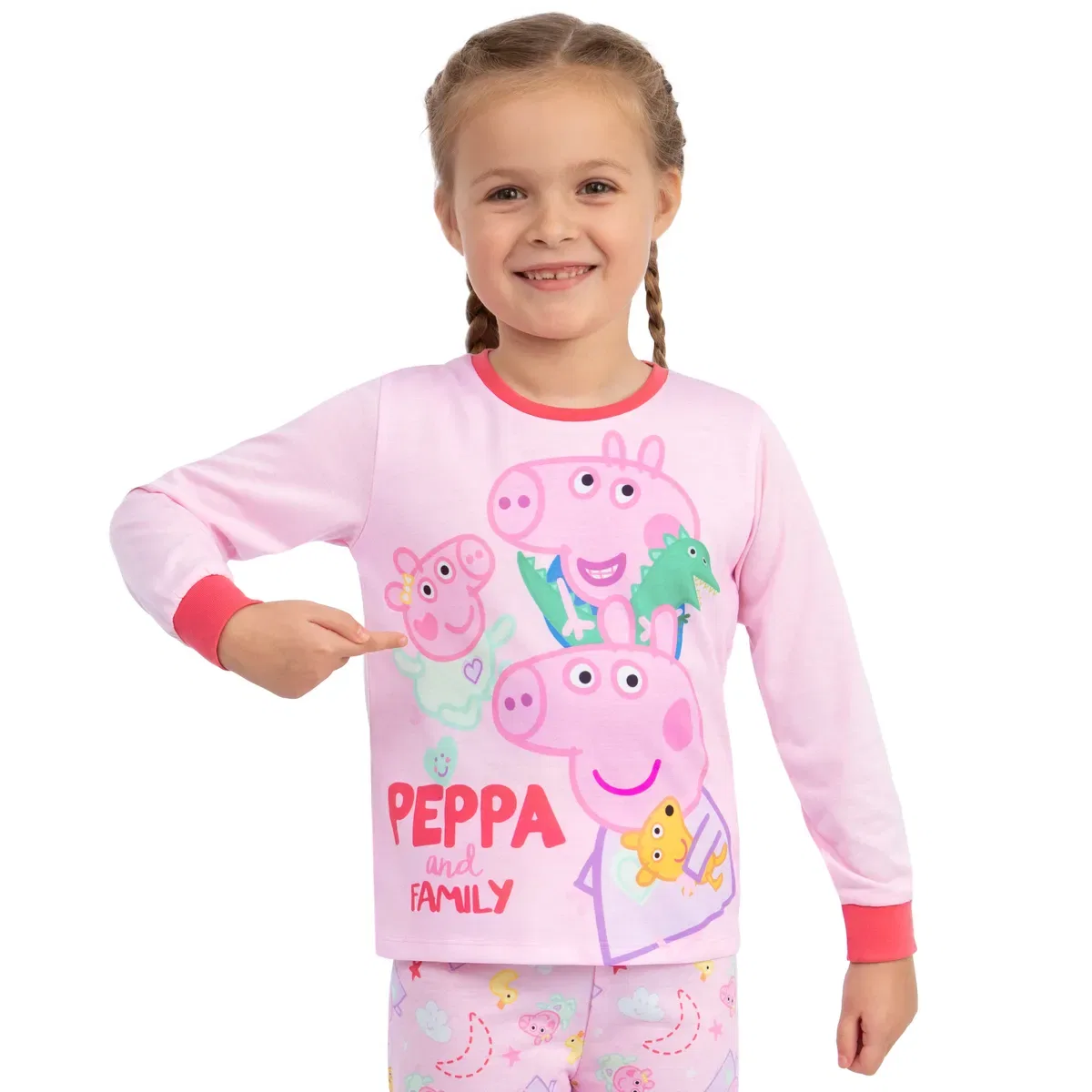 Детская пижама с длинным рукавом Peppa Pig, George and Evie, Pink — фото 3