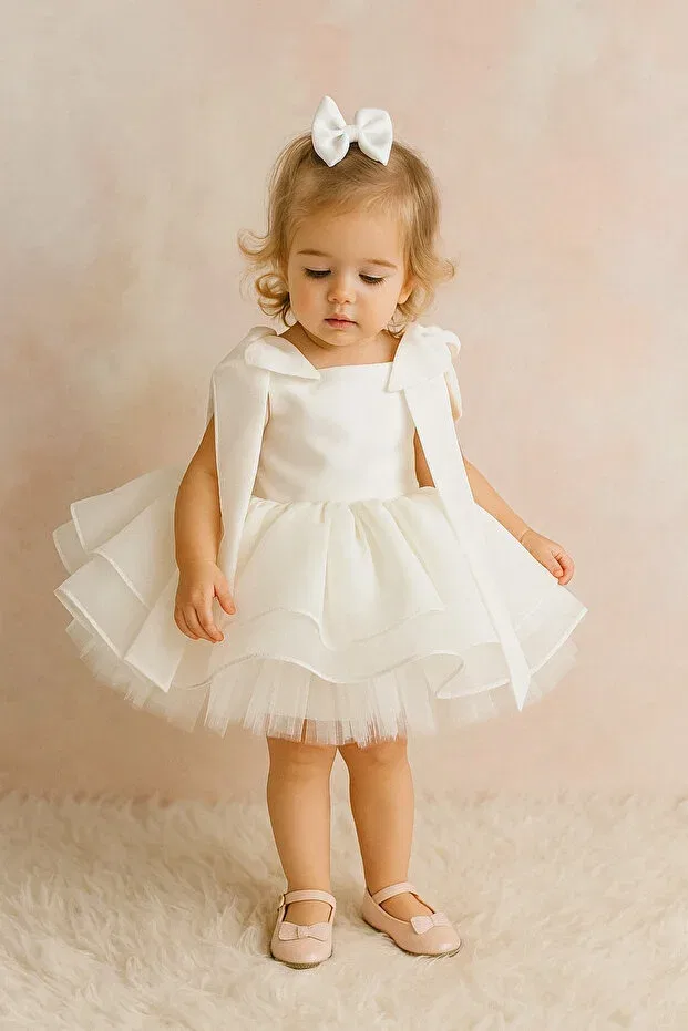 Детское платье для девочек хлопковое Mirace Styl, White