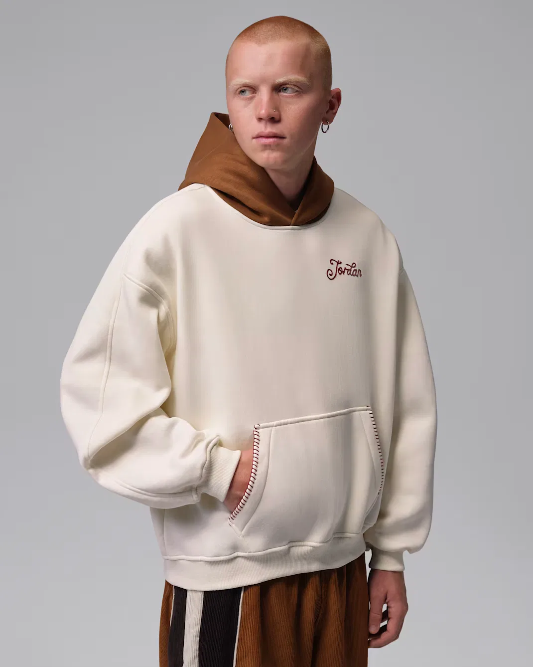 Мужская толстовка с капюшоном оверсайз Jordan Brooklyn Fleece, Soft Pearl/Light British Tan/Light British Tan