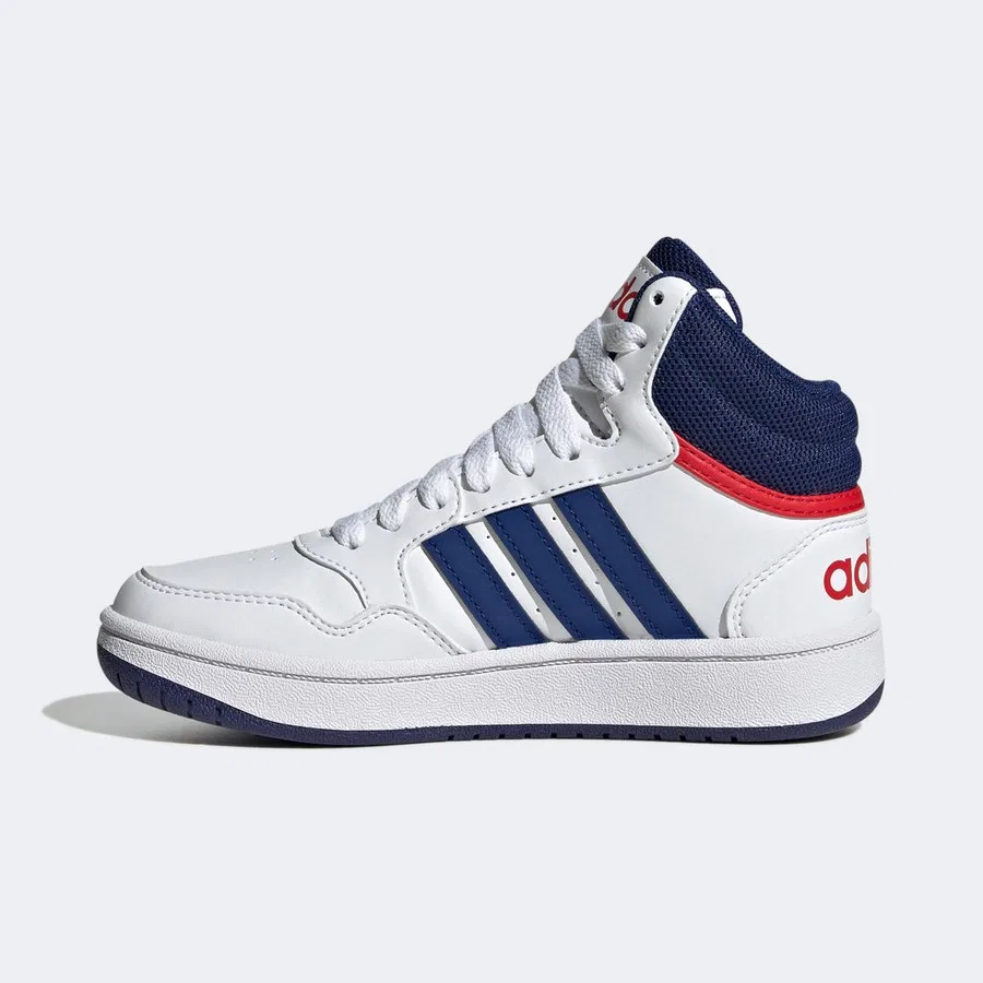 Детские кроссовки с шнуровкой Hoops Mid adidas, Бело-синий — фото 4