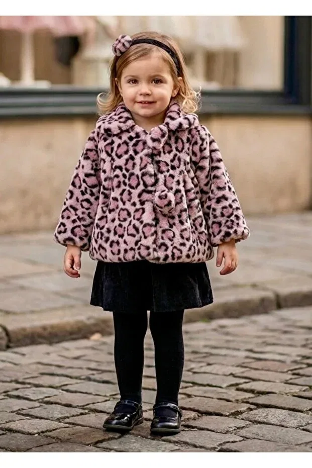 Детское пальто для девочек с принтом Leopard Miaras Baby, Pink