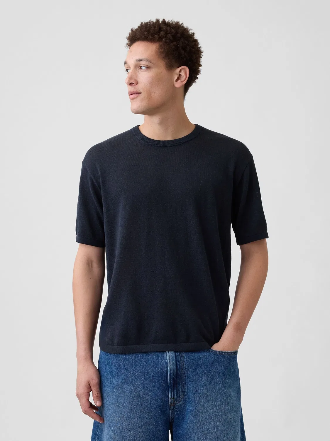 Футболка из льняной смеси Gap, черный