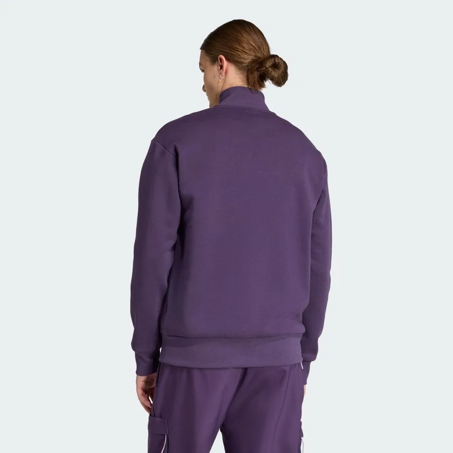 Свитшот из футера с воротником-стойкой и полузамком, модель Premium Woven Fleece Top, adidas, Фиолетовый — фото 2