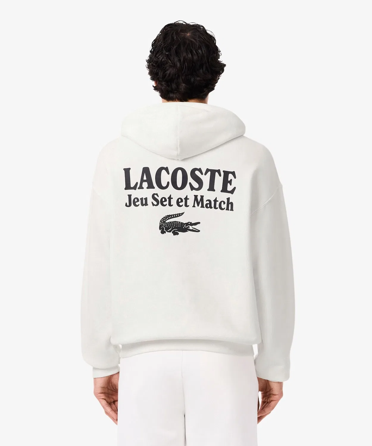 Мужское худи свободного кроя с принтом на спине LACOSTE, White