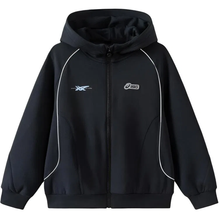 Детское худи с капюшоном тонкое ASICS, Black 9000