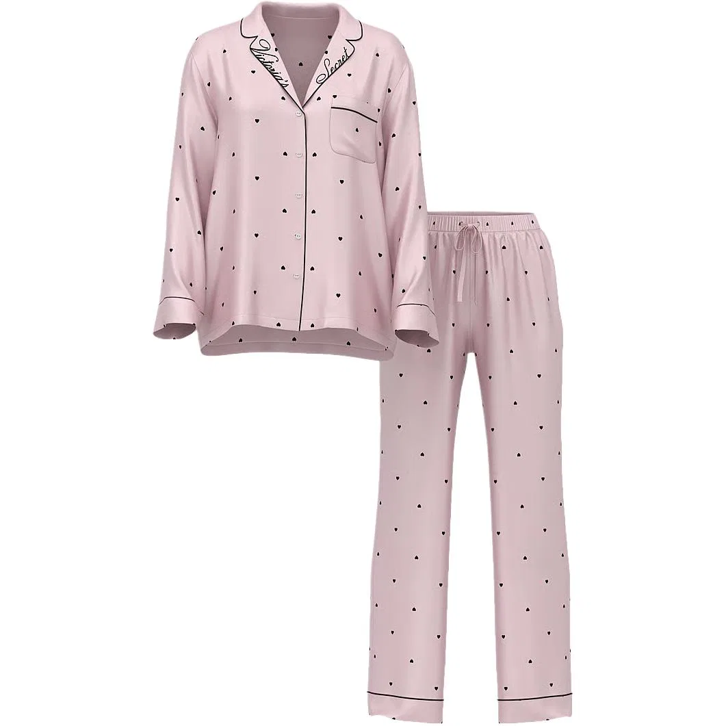 Женская пижама с принтом Victoria's Secret, Dusk Pink & Black Small Heart