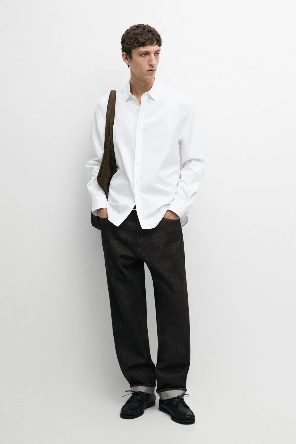 Рубашка Massimo Dutti, из поплина, белый