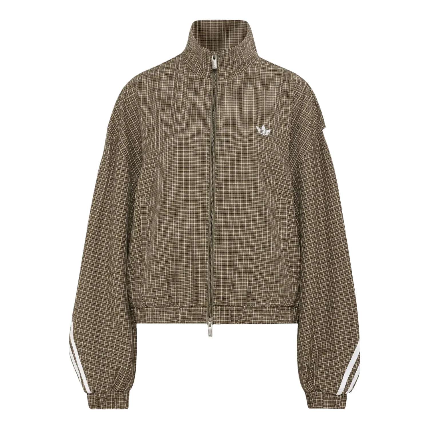 Женская куртка Checks Track Top Asia SIzing 'Olive Strata Wonder Beige Aurora Coffee' adidas, Olive Strata/Wonder Beige/Aurora Coffee