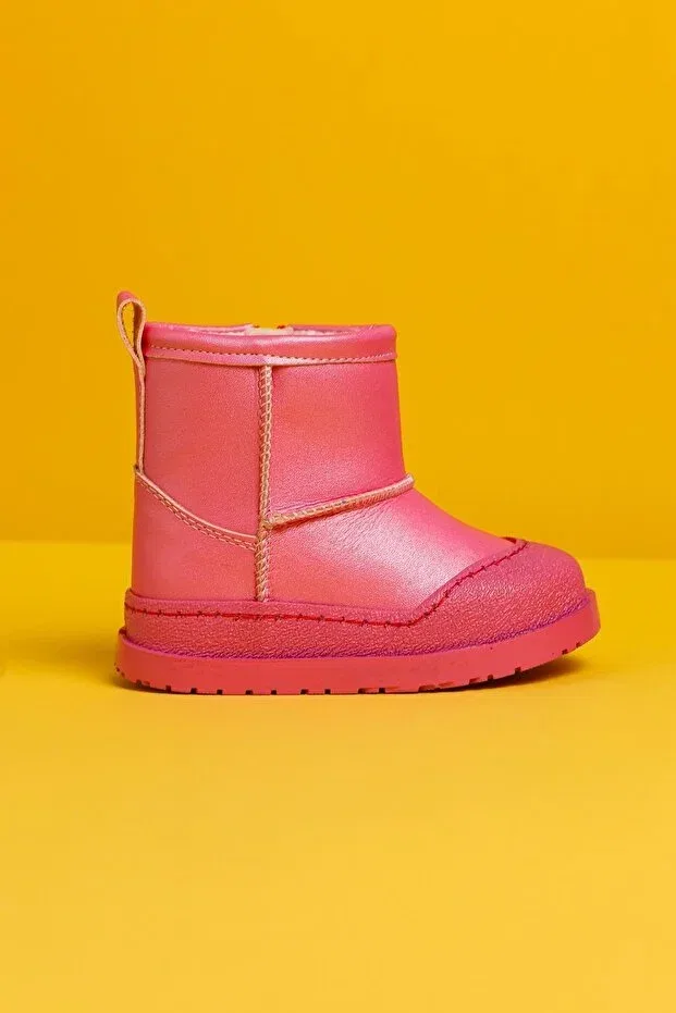 Детские ботинки для девочек с мехом Gilla fuchsia reverse stitching detailed baby boots Limoya, Fuchsia