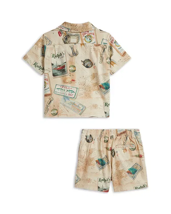 Детский комплект для мальчиков с принтом Модель Fishing Print Chino Ralph Lauren, мультиколор — фото 2