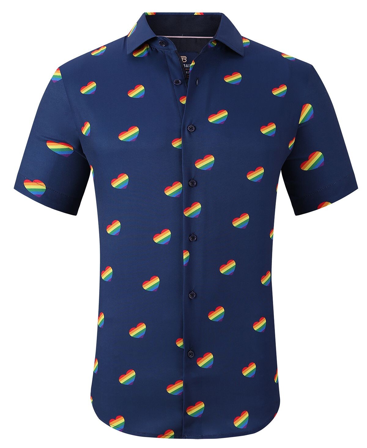 

Мужская облегающая классическая рубашка на пуговицах pride performance novelty Tom Baine, темно-синий