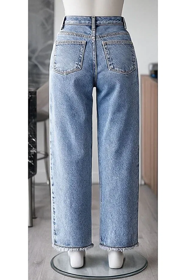 Детские джинсы для девочек свободного кроя с кисточками Endici, Light Blue — фото 3