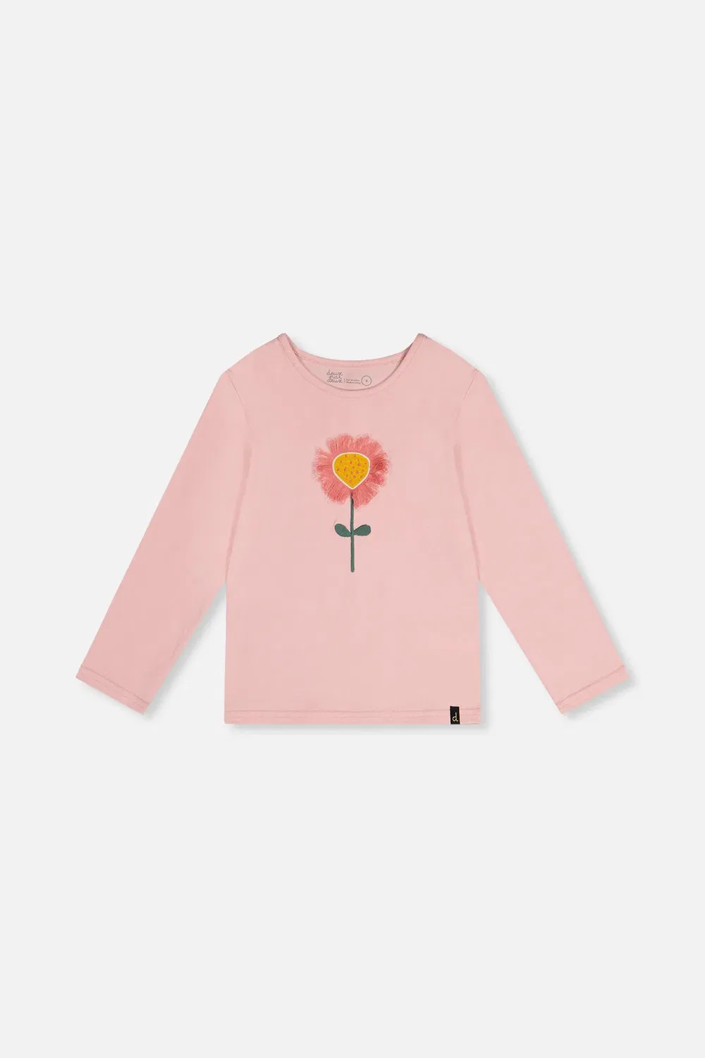 Детская футболка для девочек с длинным рукавом и вышивкой Frosted Strawberry Deux par Deux, Pale Dusty Pink