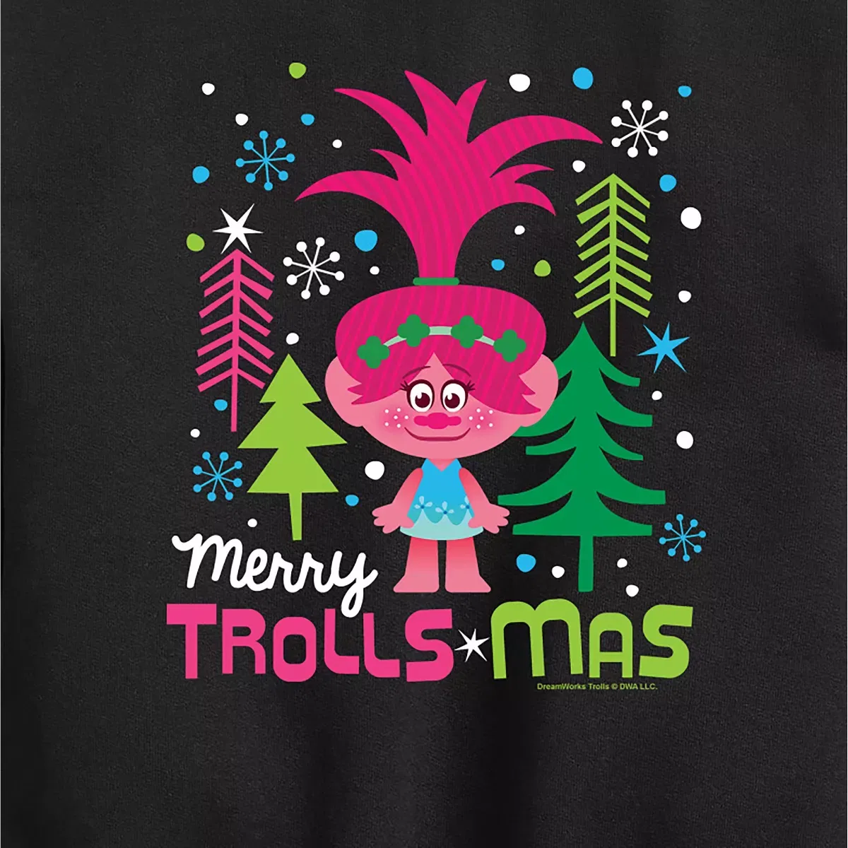 Детское свитшот с длинным рукавом с принтом Merry Trollsmas Poppy Trolls, Black — фото 2