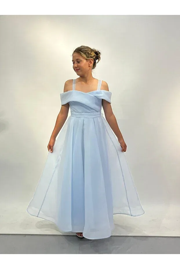 Детское платье для девочек с длинным рукавом Butikhappykids, Blue — фото 4