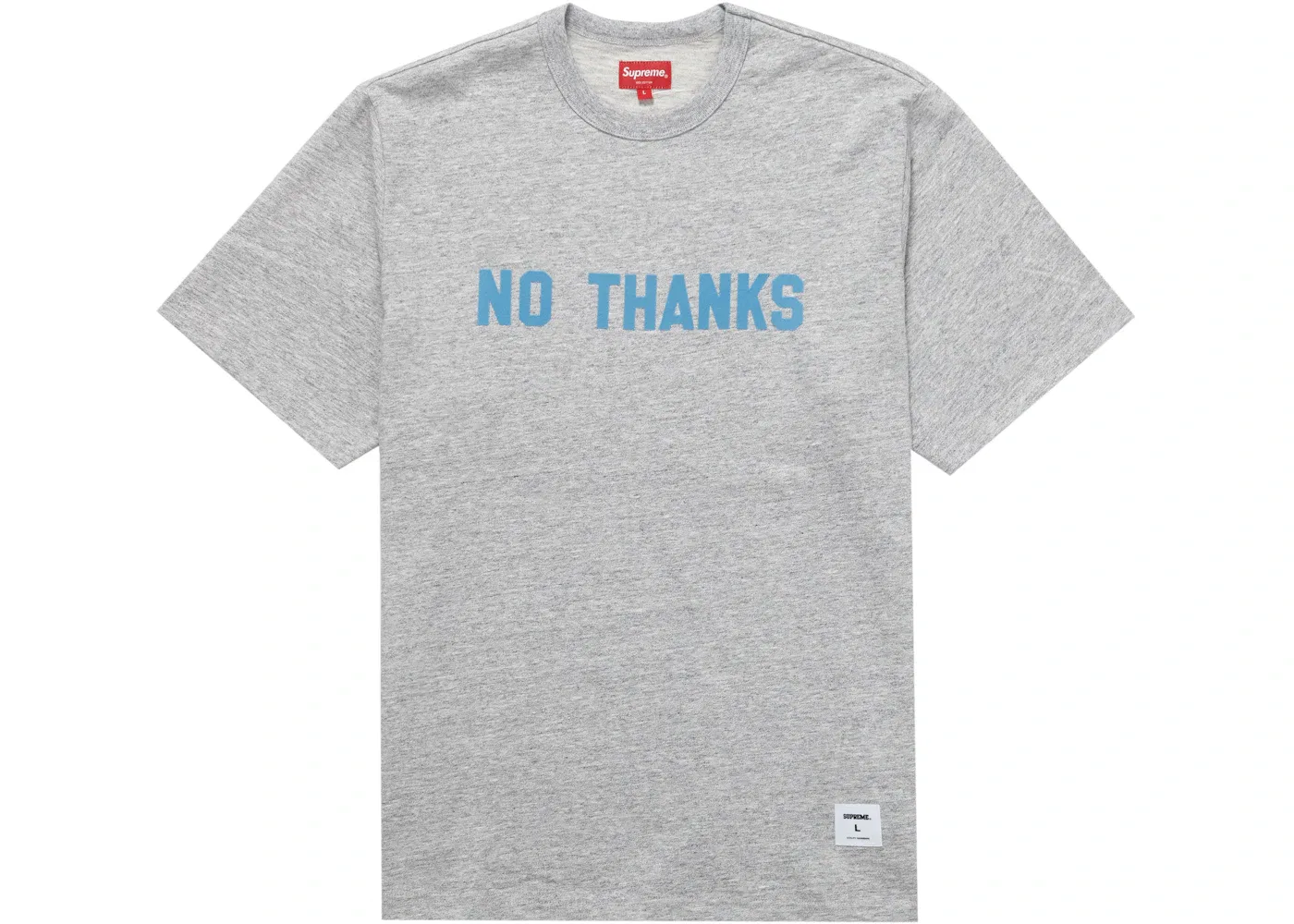 Мужская футболка с принтом Supreme No Thanks, Heather Grey