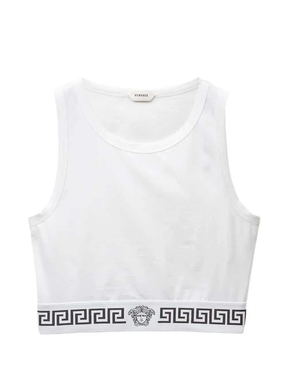 Укороченный топ из хлопкового джерси VERSACE, белый