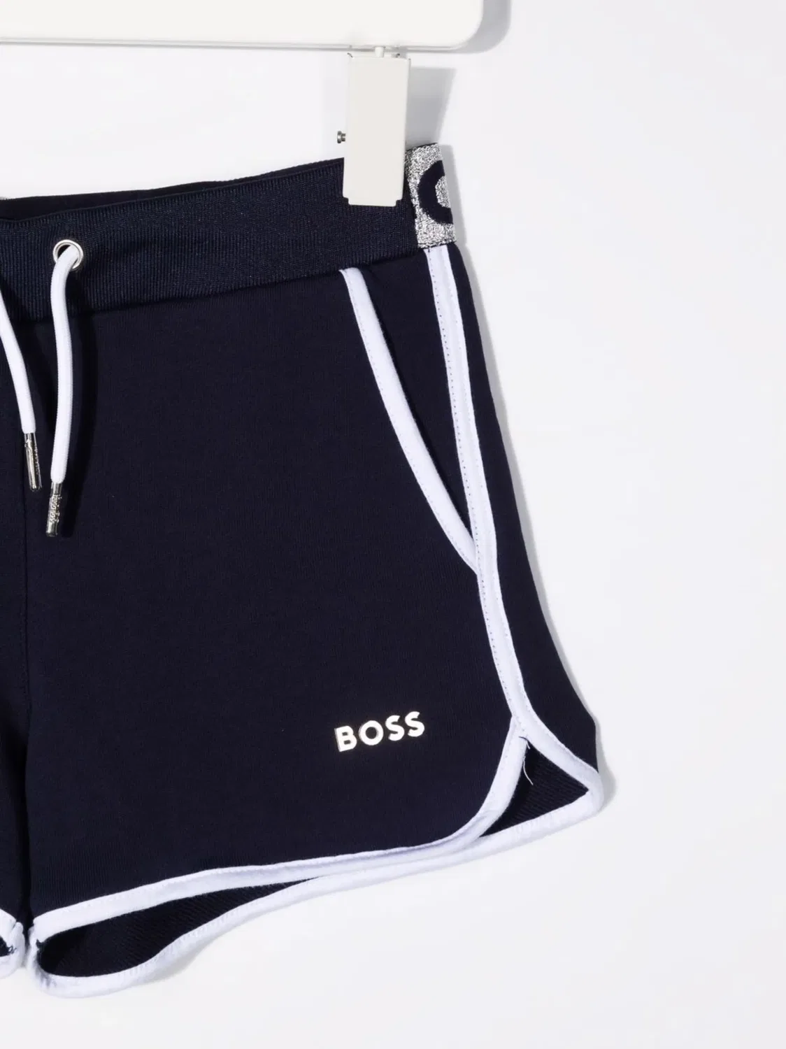 Хлопковые шорты с логотипом на поясе BOSS, синий — фото 3
