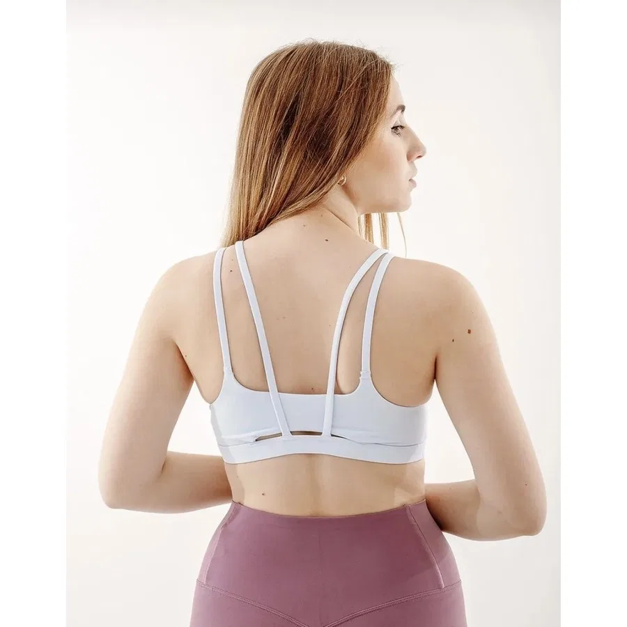 Спортивный бюстгальтер с перекрестными бретелями Nike Dri-FIT Alate Trace Light-Support Padded Strappy, Синий — фото 2