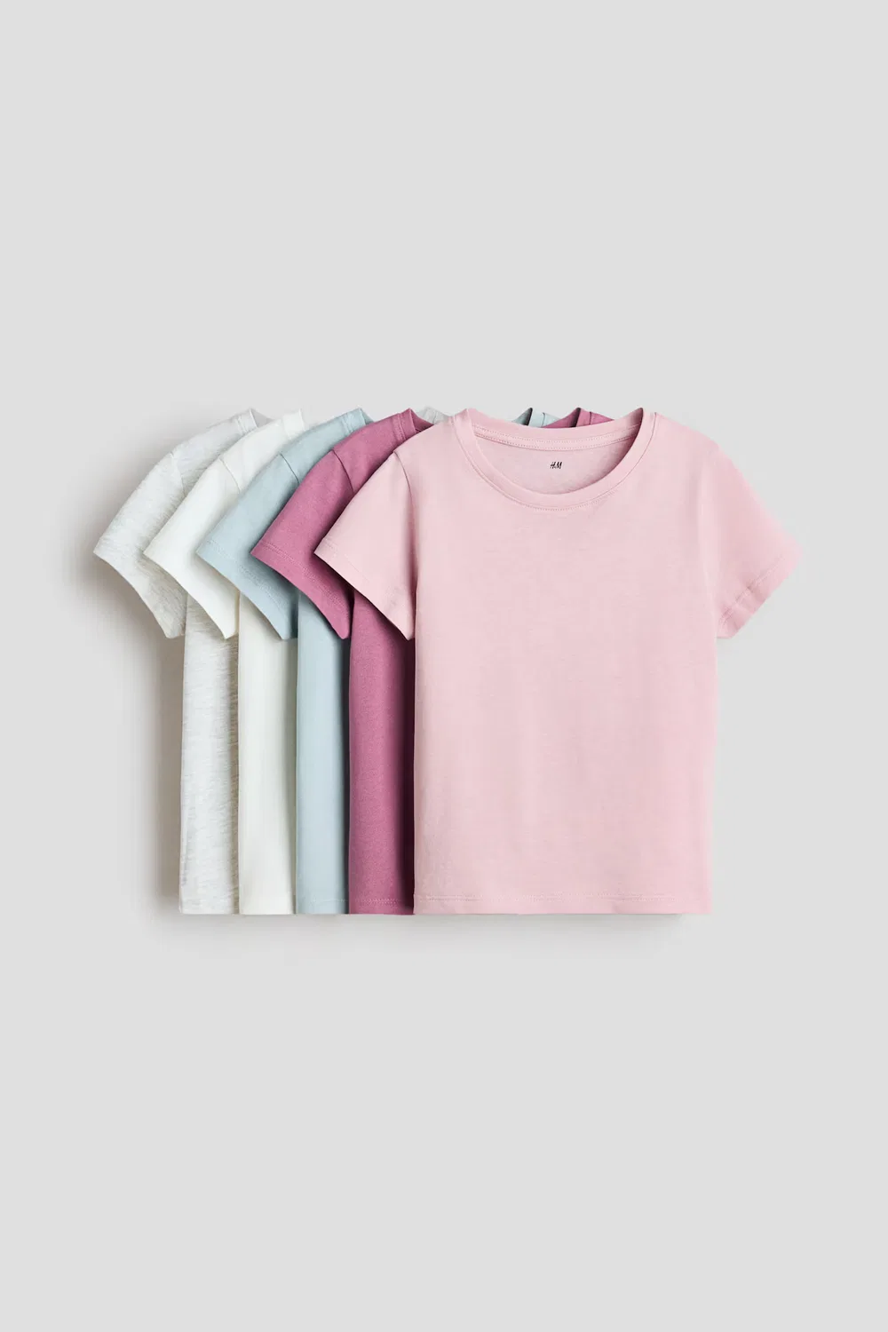 Набор из 5 футболок H&M, Rosa/Weiß
