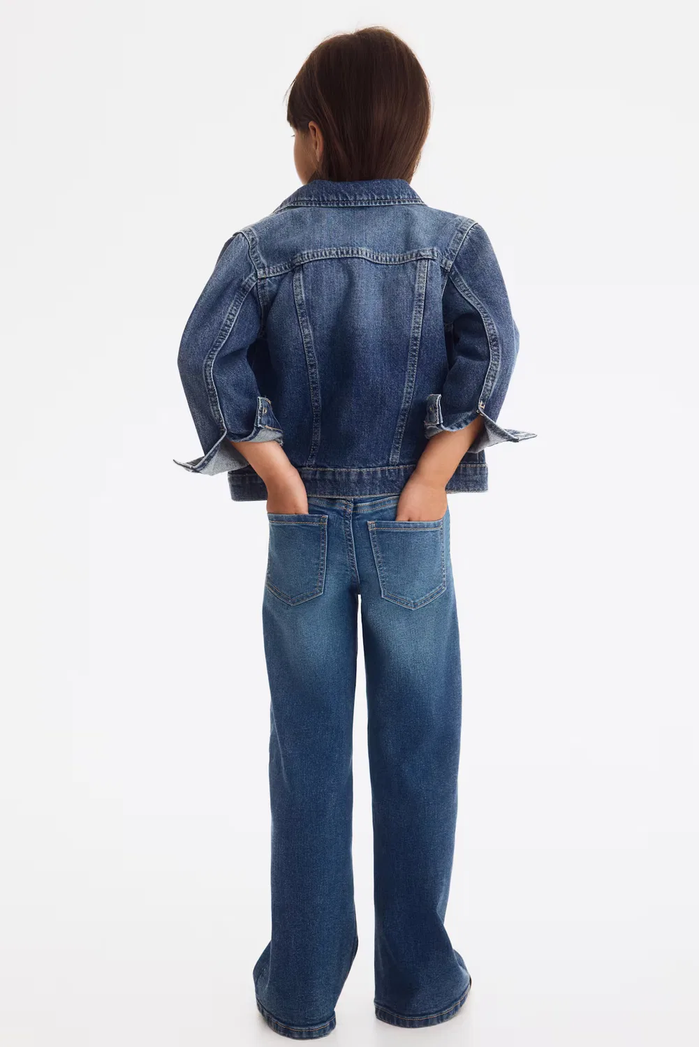 Джинсы с широкими штанинами из суперэластичной ткани H&M, Denimblau — фото 4