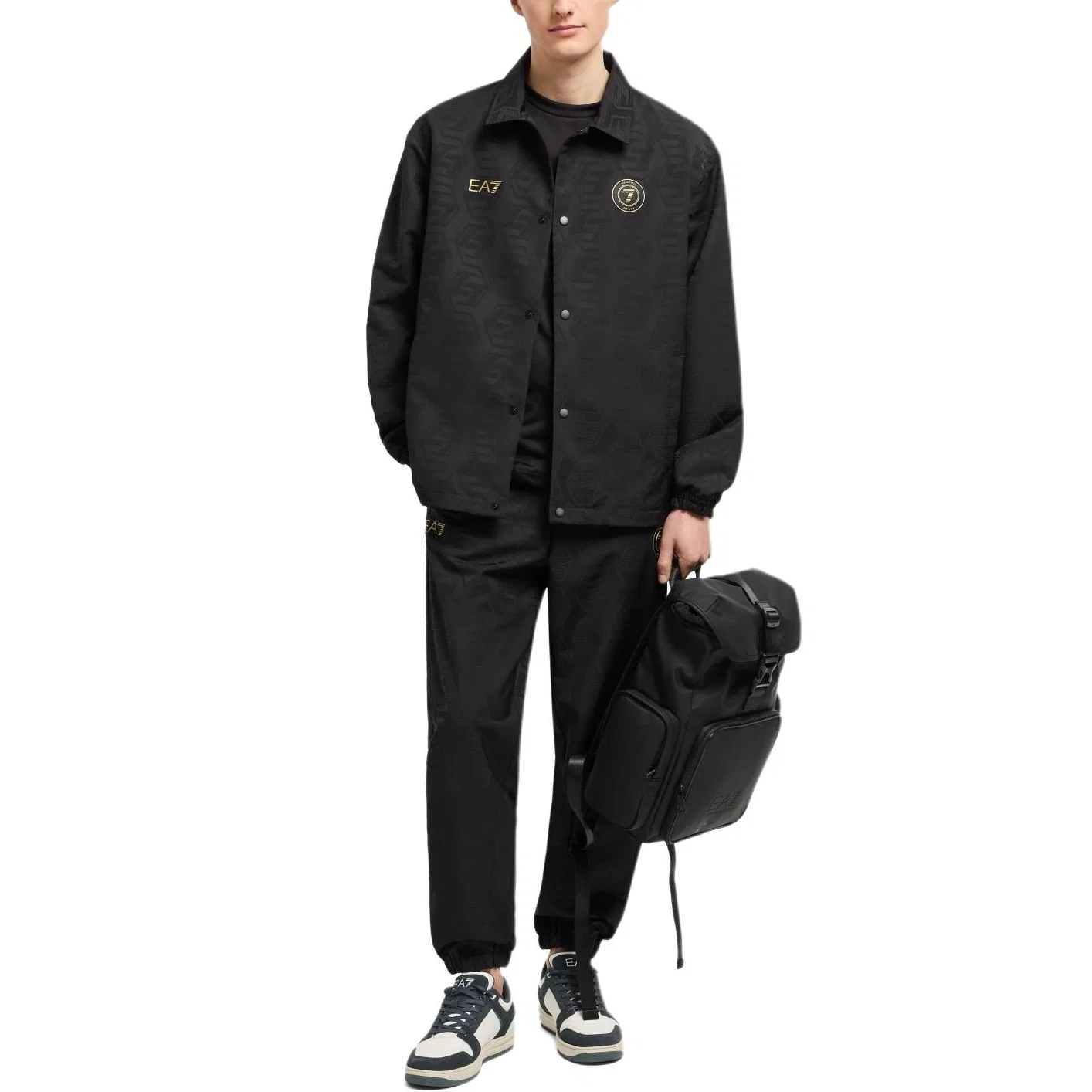 Мужская куртка с шестиугольным принтом EMPORIO ARMANI, Black — фото 4