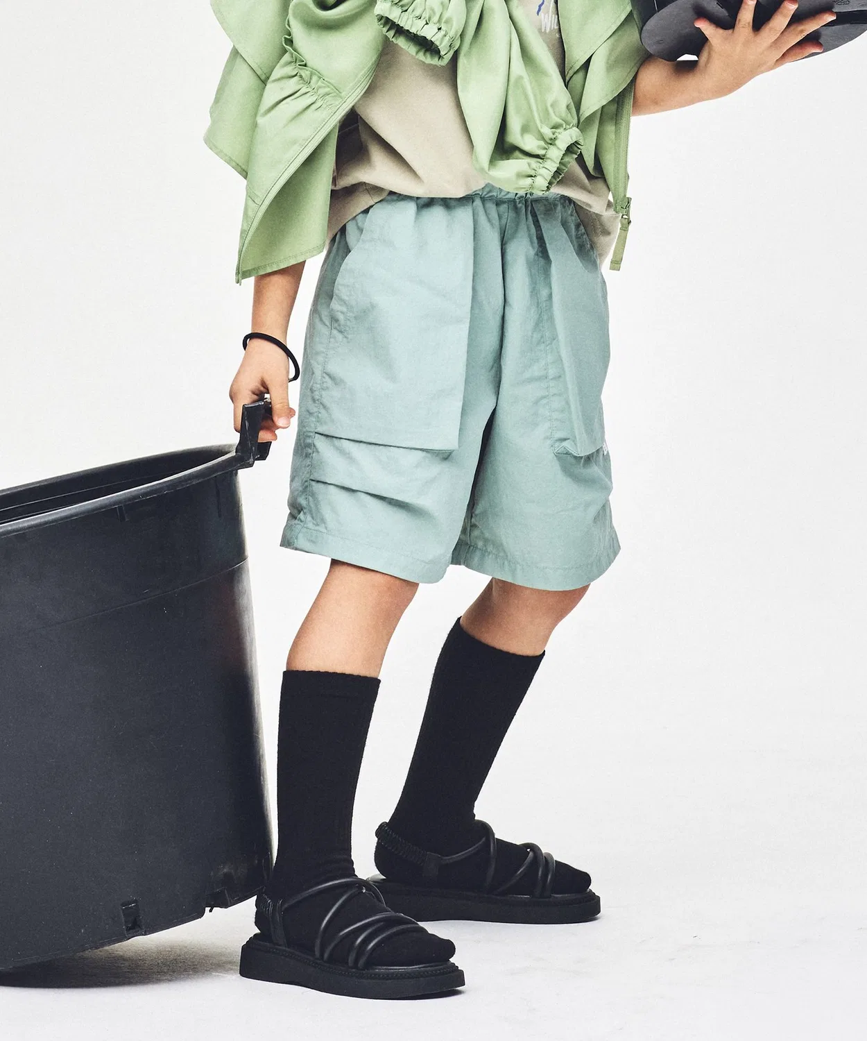 Детские карго-шорты с большими карманами Tussar Half Pants green label relaxing, Lime