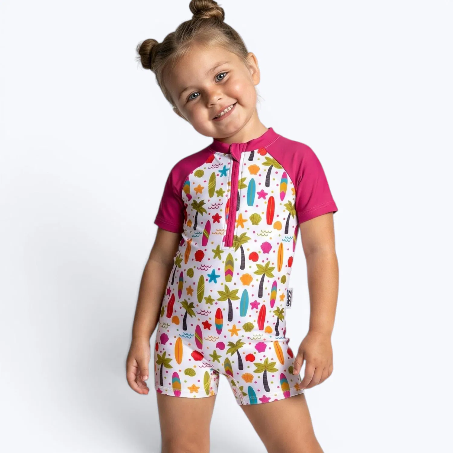 Детский купальник с коротким рукавом Palms & Boards Kahuna Kids, Weiss