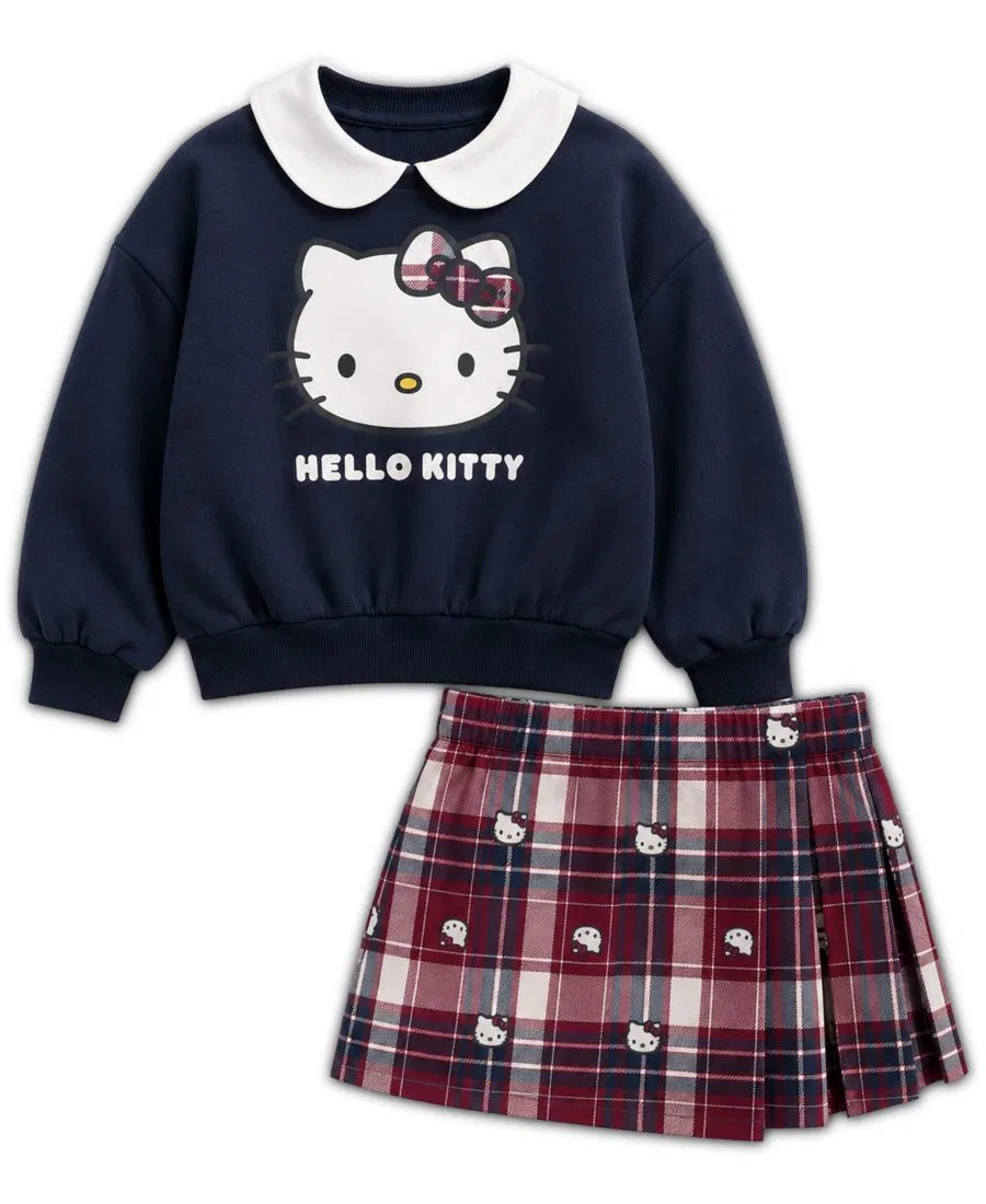 Комплект из свитшота и юбки-шорт с принтом Hello Kitty, Peter Pan Collar Hello Kitty, Navy