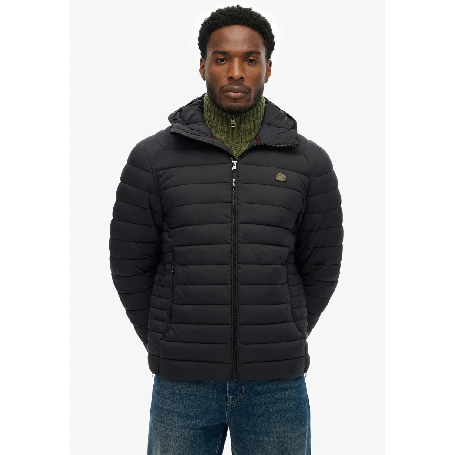 Мужская стеганая куртка с капюшоном Superdry, Black