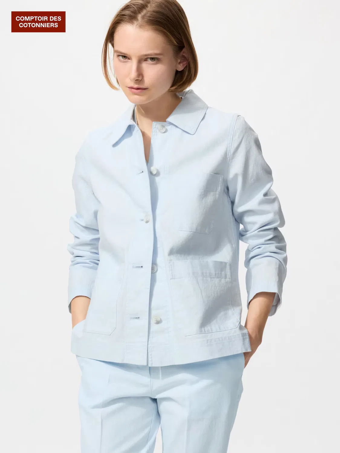 Куртка Uniqlo, состав: лен и хлопок, синий