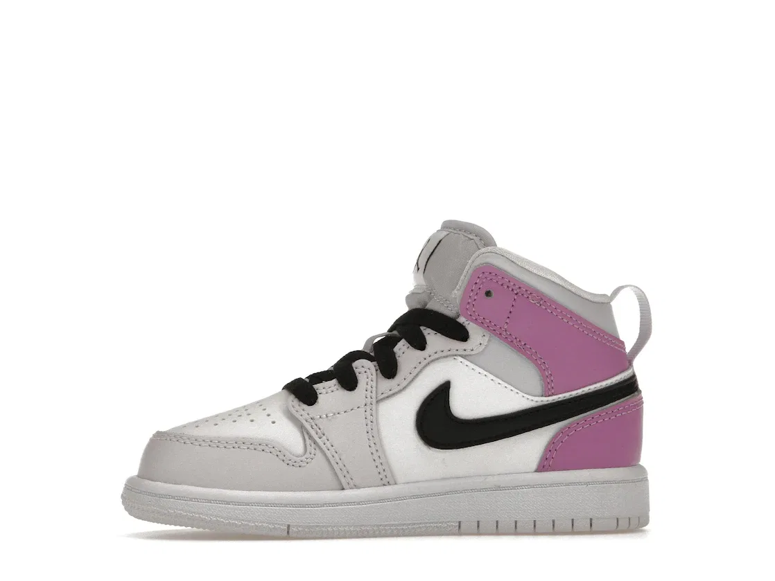 Детские кроссовки с перфорацией Jordan 1 Mid Jordan, Barely Grape/Black/White/Rush Fuchsia — фото 3