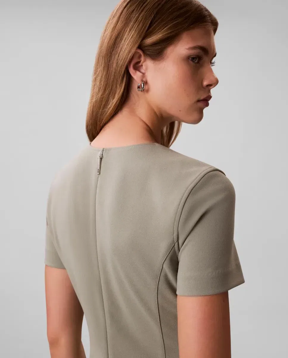 Женское платье миди из креп-дайвинга Calvin Klein, Gris — фото 4