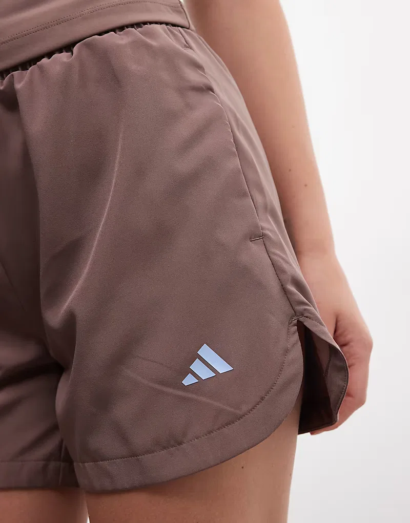 Тканые шорты Adidas Performance Three Stripes Studios, коричневый — фото 3