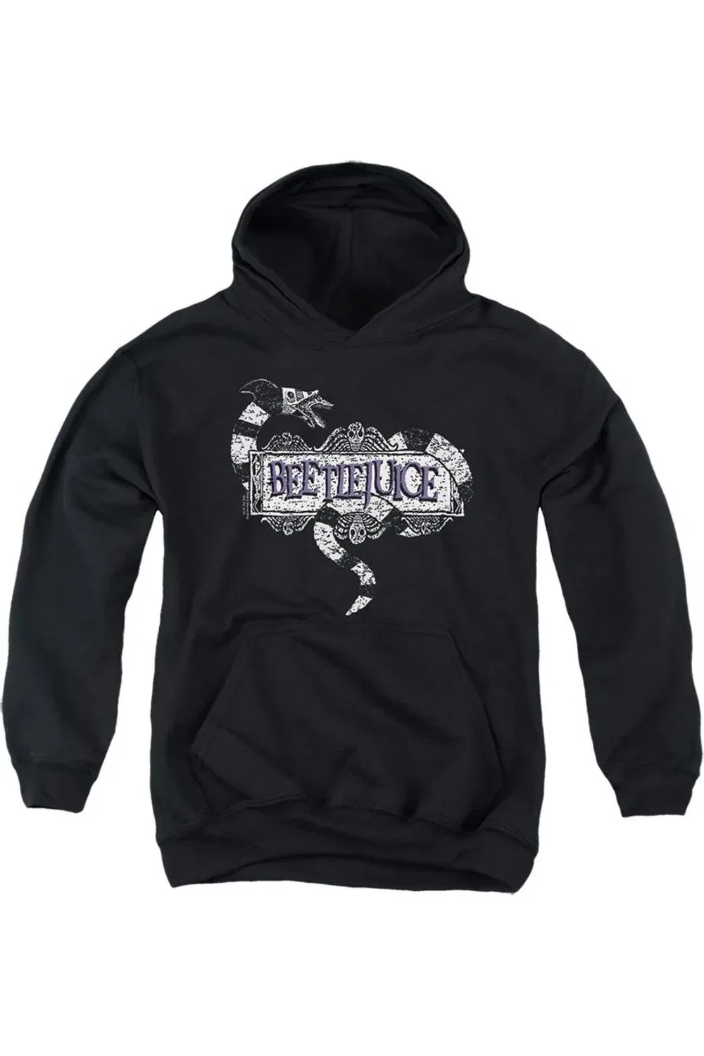Детское худи с капюшоном с принтом Beetlejuice Logo Gildan, черный