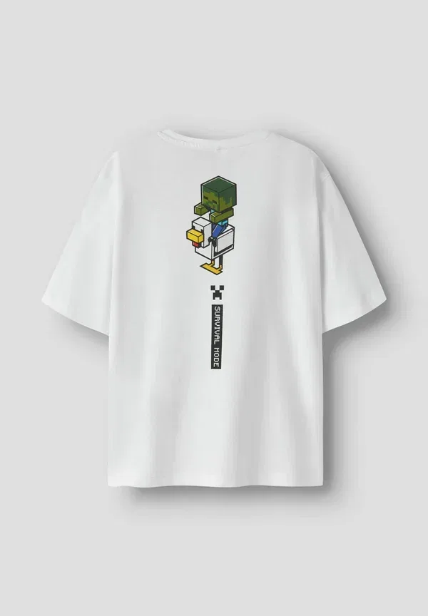 Футболка с принтом Minecraft Loose Fit Name It Bright White, белый — фото 4