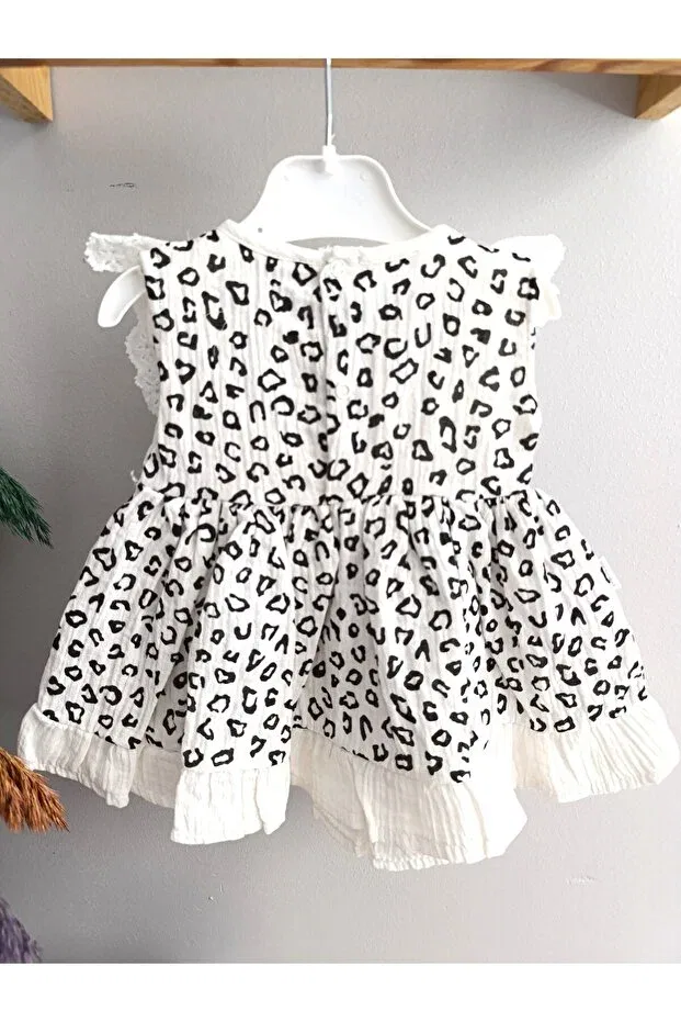 Детское платье для девочек с принтом Leopard Minicix, Ecru-Black Leopard — фото 3