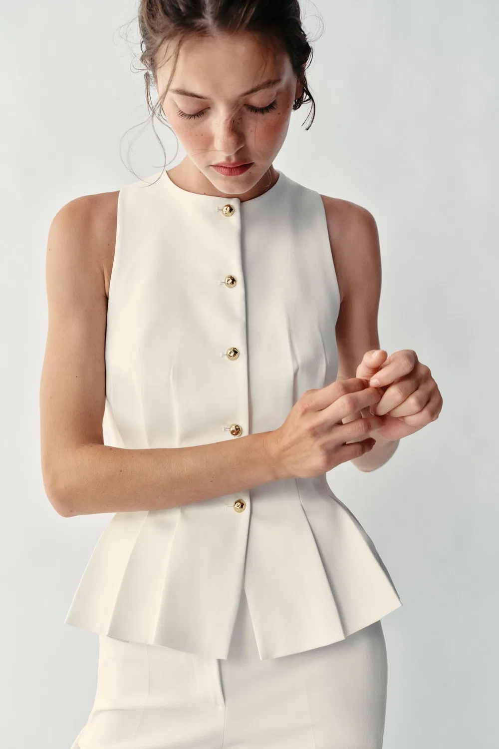 Жилет с вытачками ZARA, White — фото 2